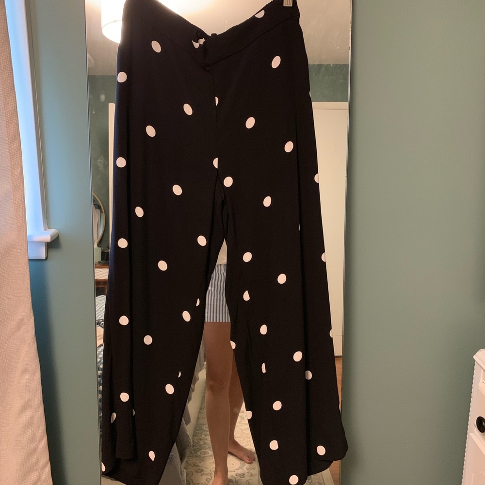 Loft Polkadot Cropped Flared Pants
